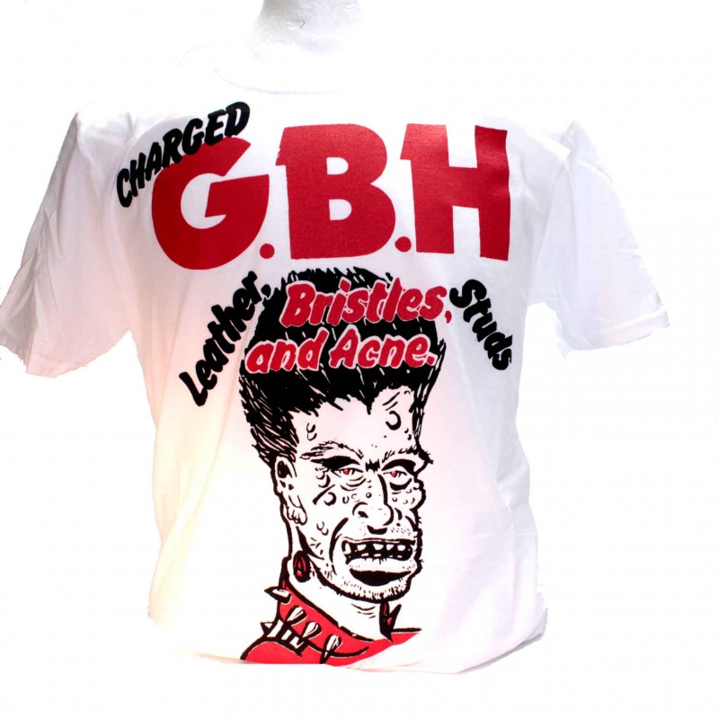 Charged GBH Leather Bristles Studs and Acne Square Punk Rock Goth Band  T-shirt